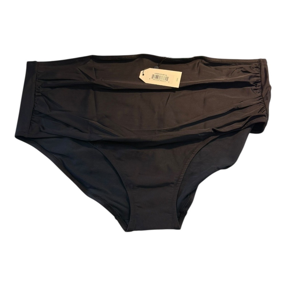 Universal Standard Black High Waist Shirred Swim Bottom XL High Cut NWT